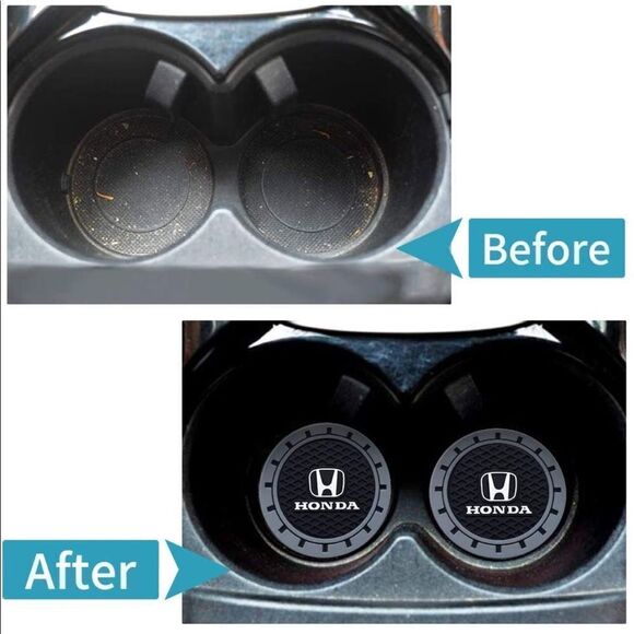 Honda car cup Coasters in black and gray. Set of 2 NWT - Picture 3 of 7
